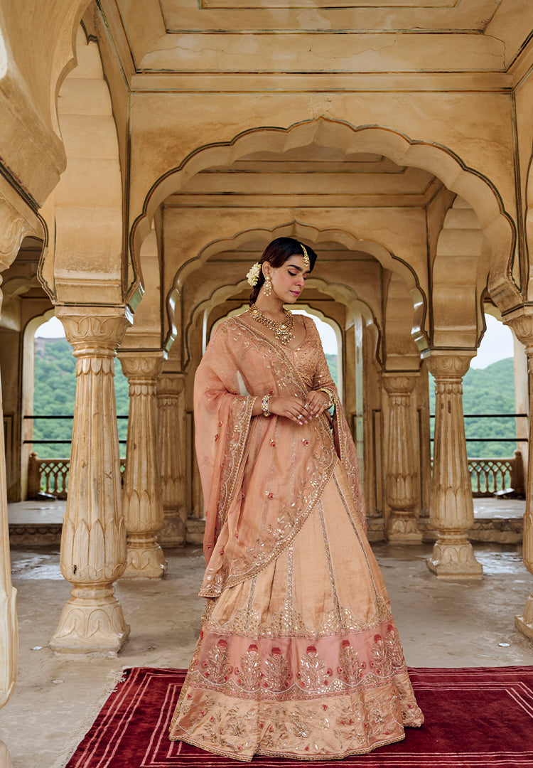 ROSE GOLD TISSUE LEHENGA