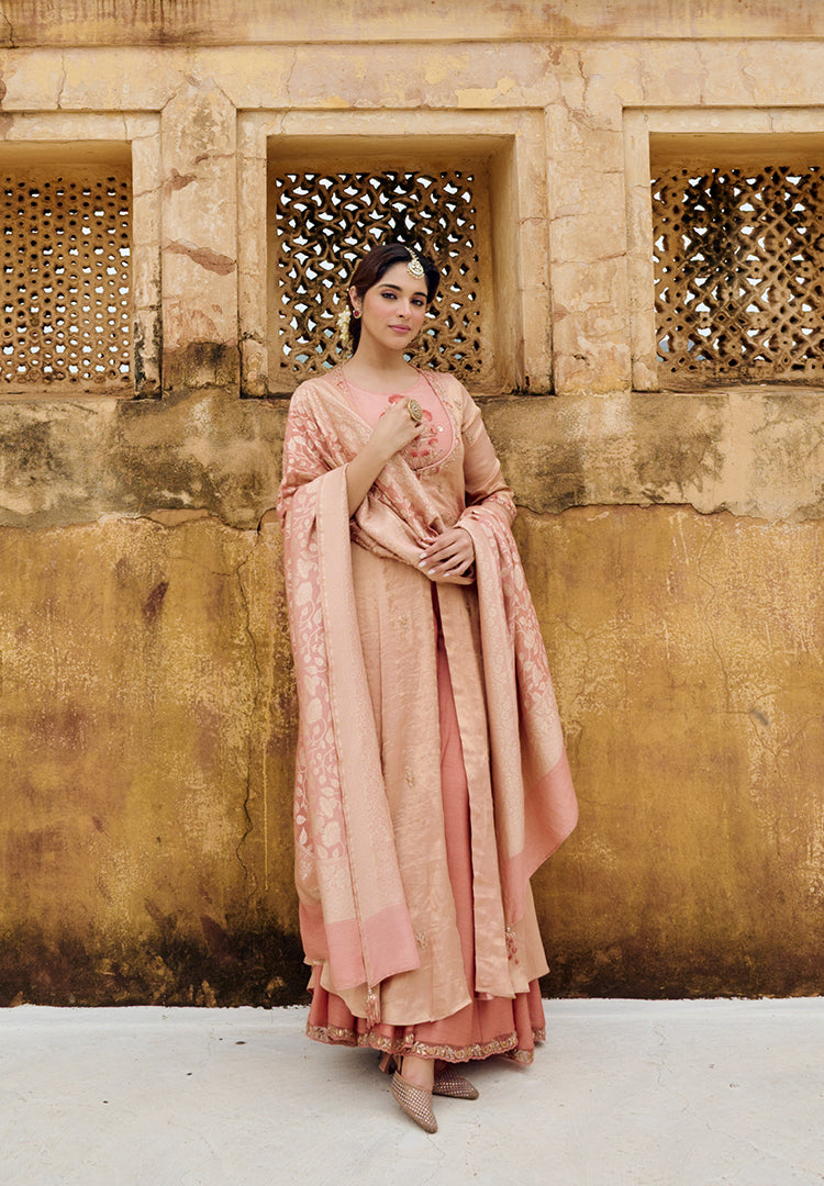 Terracotta Tissue Mughal Suit