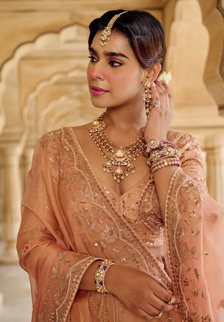 ROSE GOLD TISSUE LEHENGA