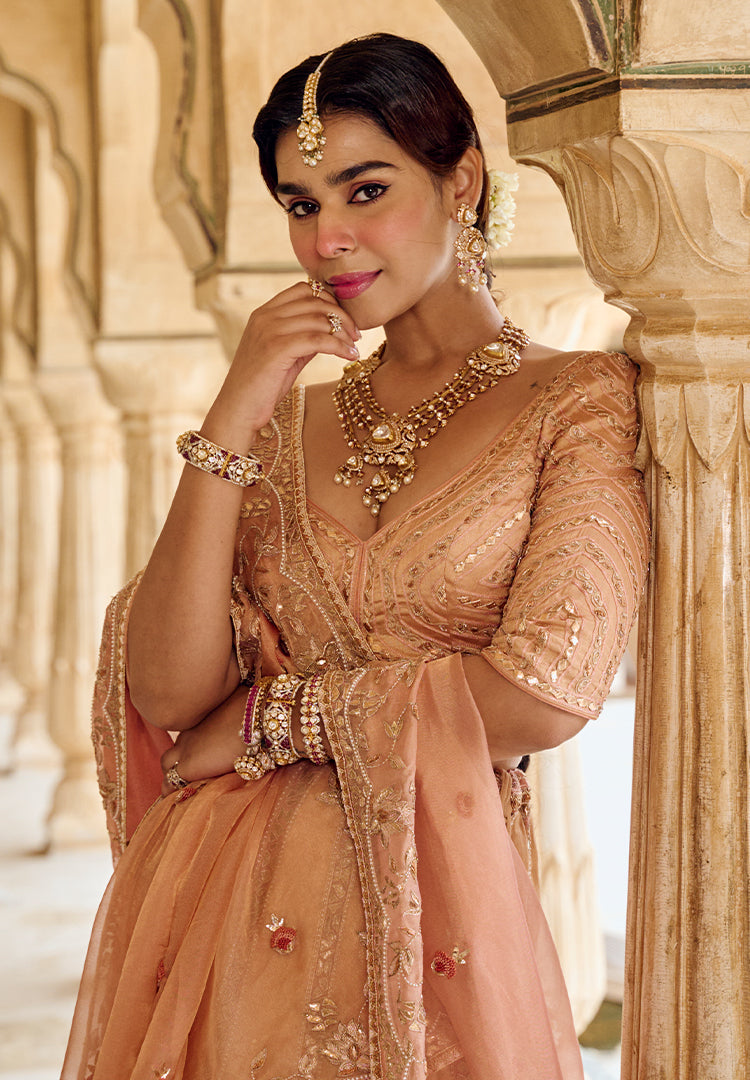 ROSE GOLD TISSUE LEHENGA