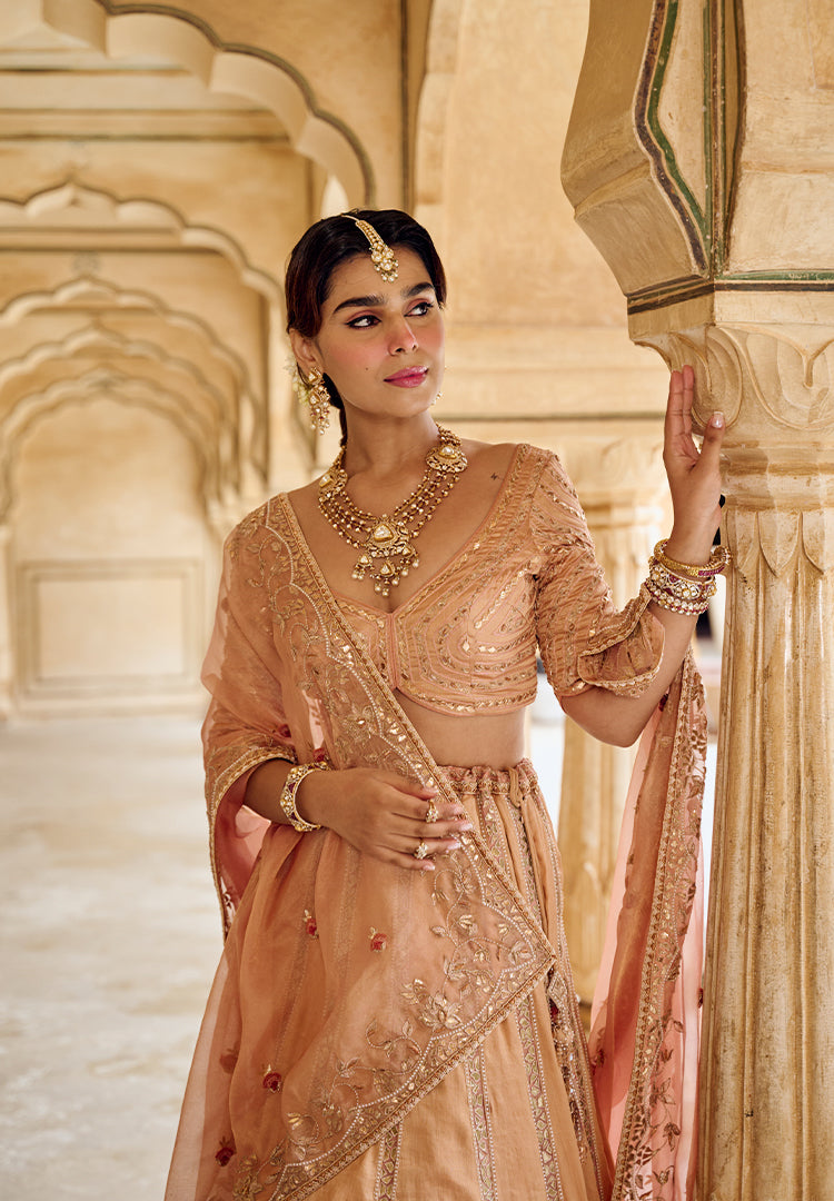 ROSE GOLD TISSUE LEHENGA
