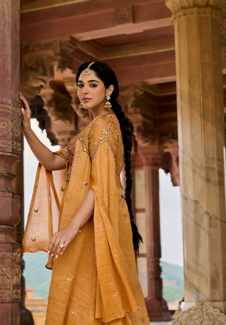 Marigold Tissue Jacket Indowestern