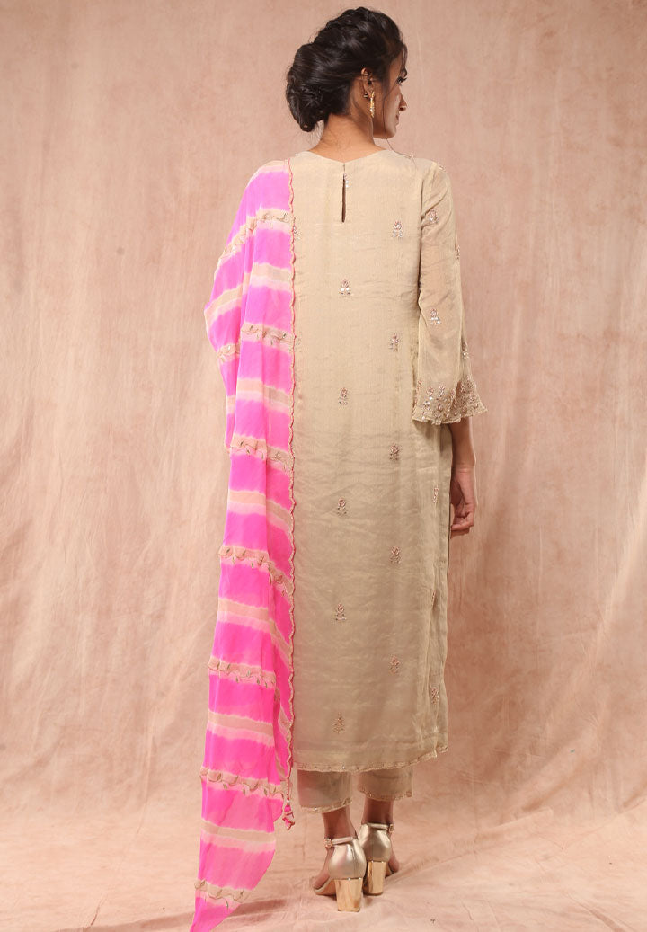 Blush Reverie Tissue Straight Suit