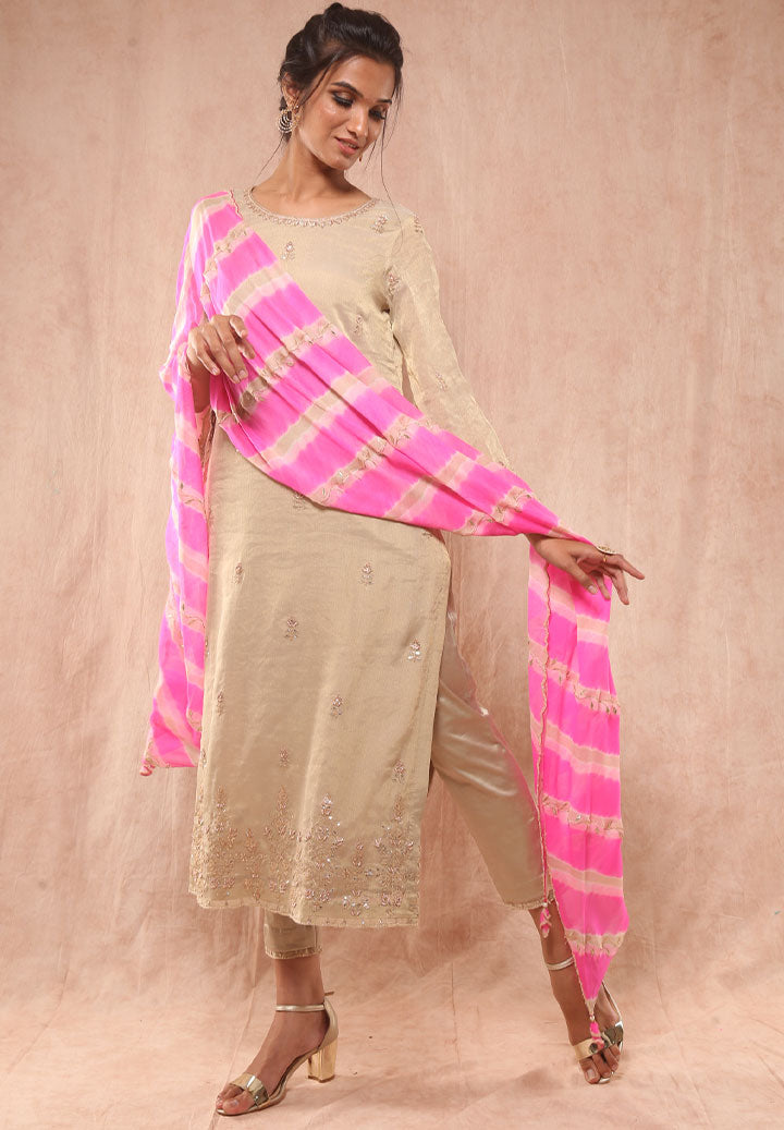 Blush Reverie Tissue Straight Suit