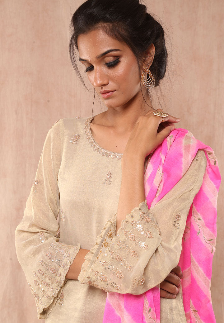 Blush Reverie Tissue Straight Suit