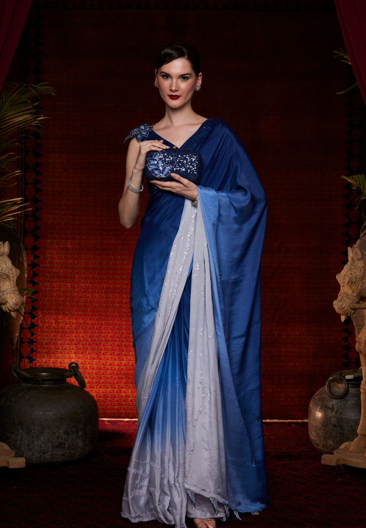 Midnight Mist Ombre Saree
