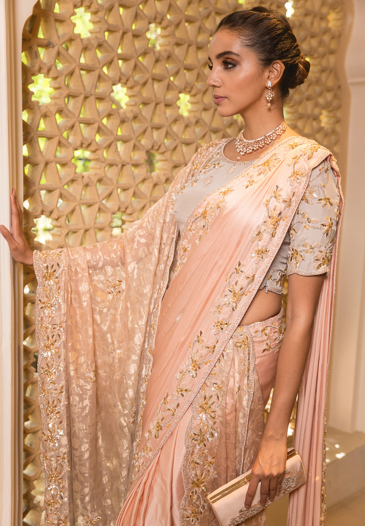 Rosegold Double Drape Saree