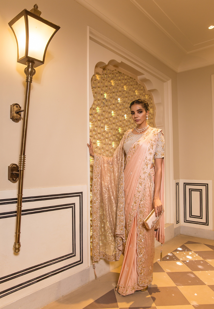 Rosegold Double Drape Saree