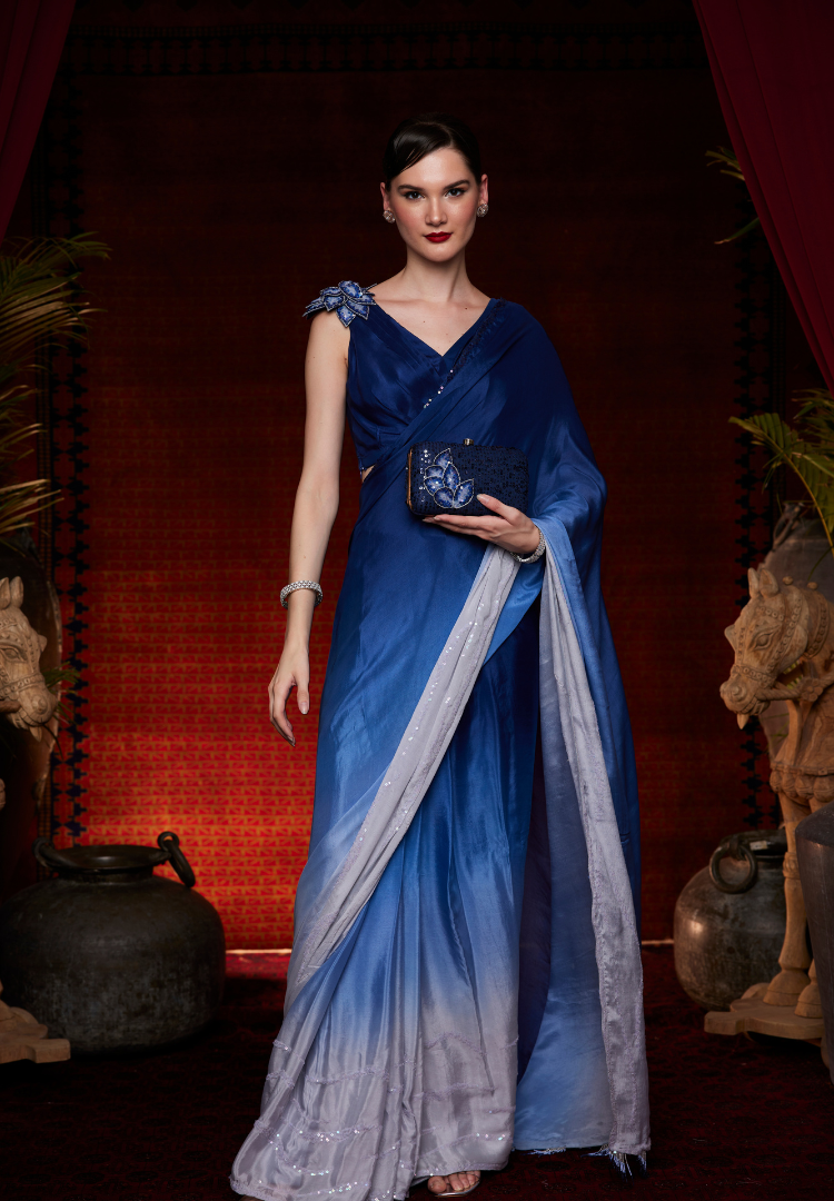 Midnight Mist Ombre Saree