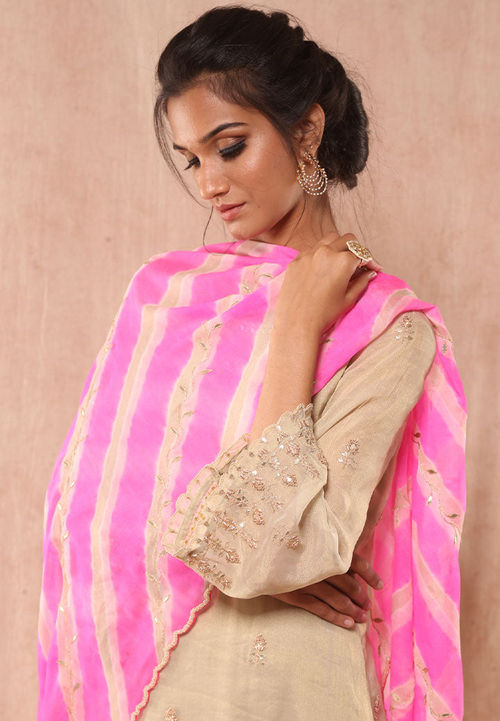 Blush Reverie Tissue Straight Suit