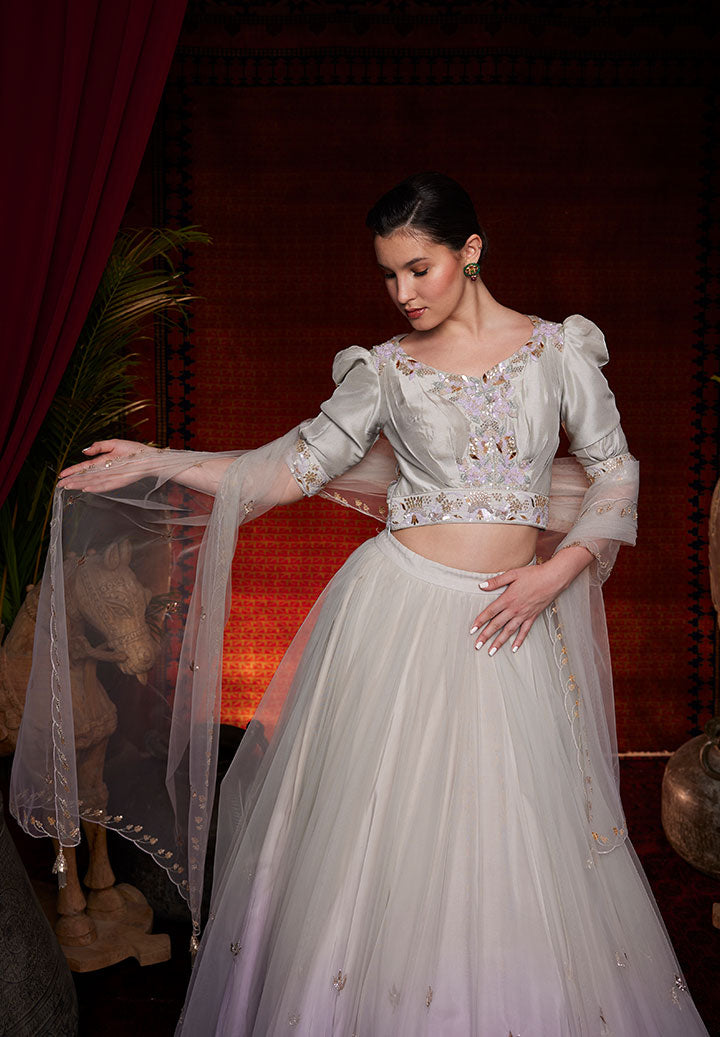 Lilac Ombre Gatherered Lehenga