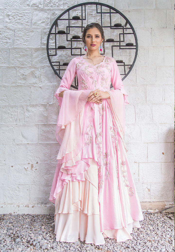 Pink Layered Skirt Outfit