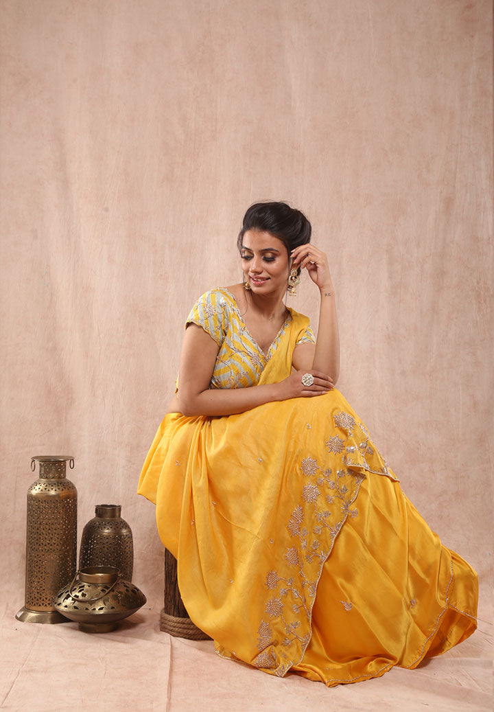 Sunflower Tussar Drape Saree