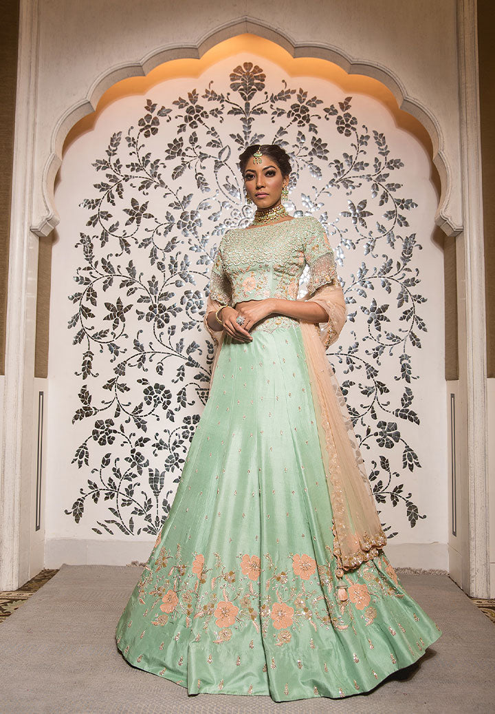 Pistachio Green Patchwork Lehenga