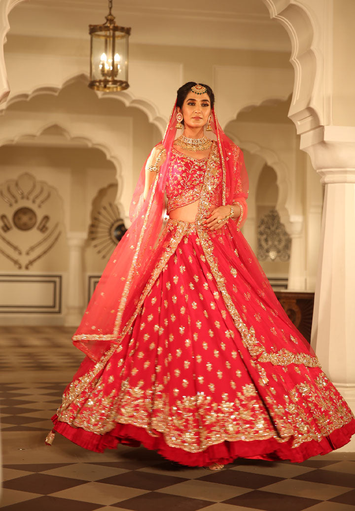 Red Heavy Bridal Lehenga