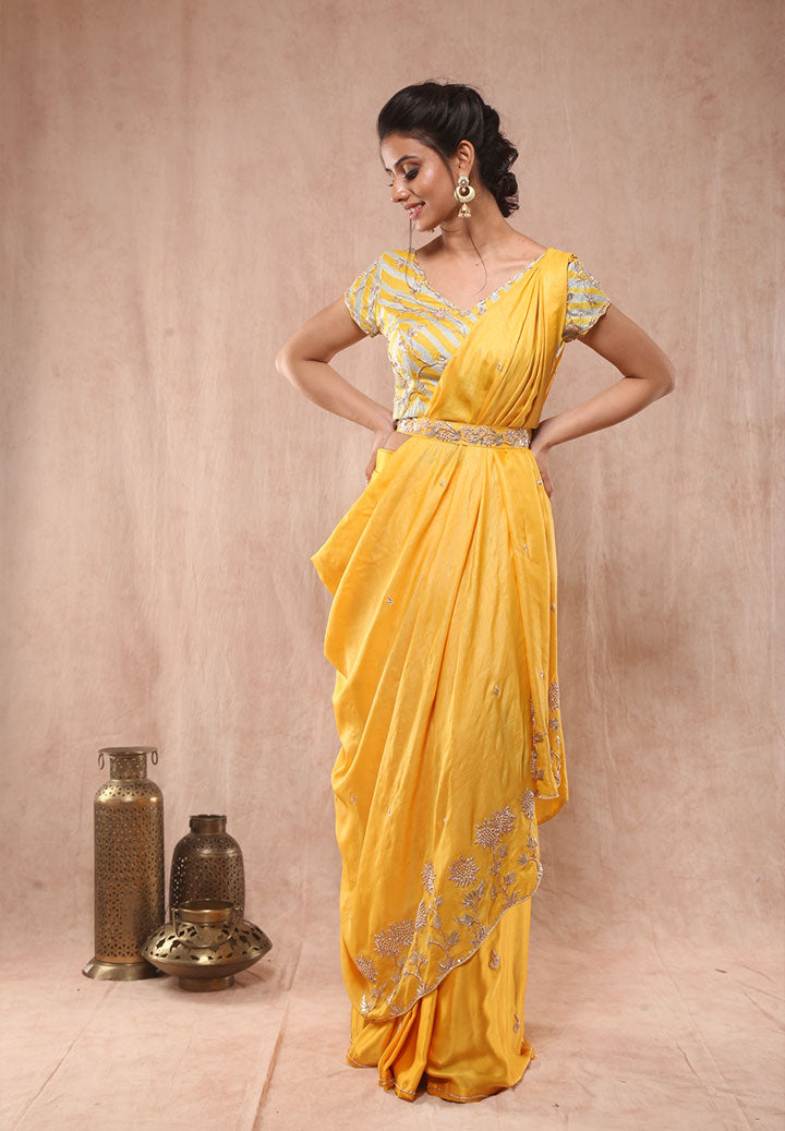 Sunflower Tussar Drape Saree