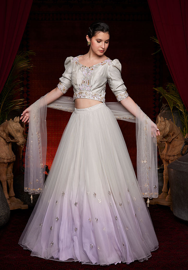 Lilac Ombre Gatherered Lehenga