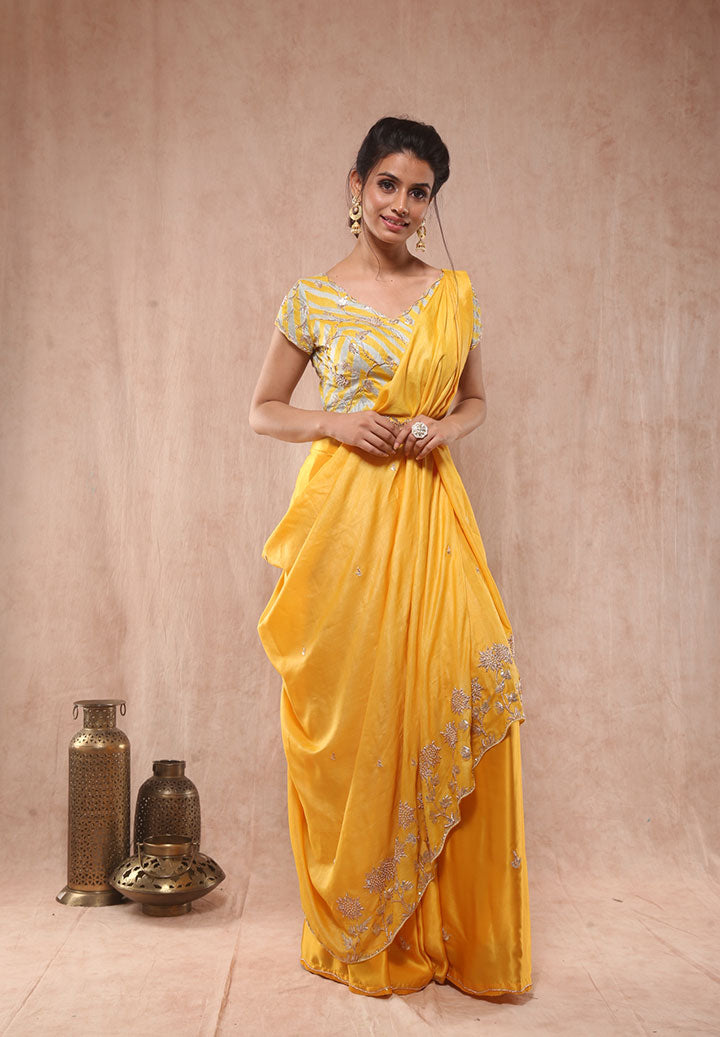 Sunflower Tussar Drape Saree