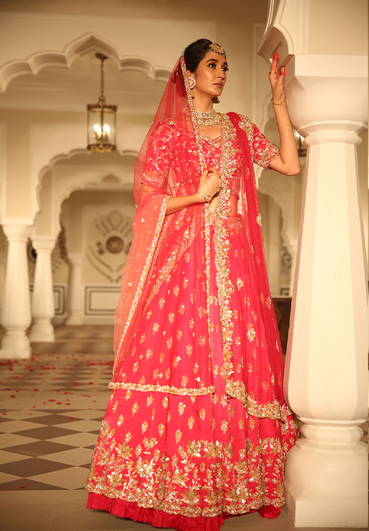 Red Heavy Bridal Lehenga