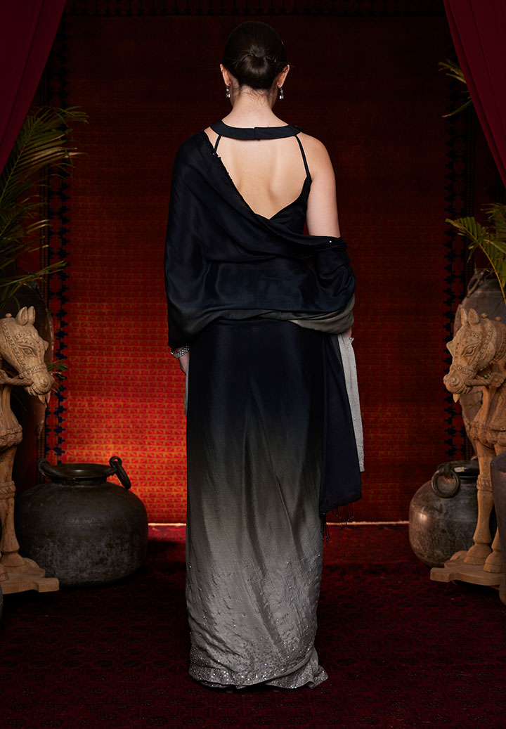 Divine Charcoal Drape Saree