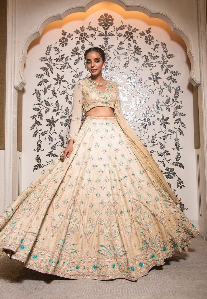 Ivory Sheeshmahal Lehenga