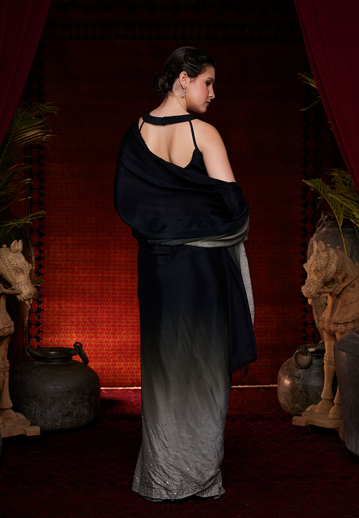 Divine Charcoal Drape Saree