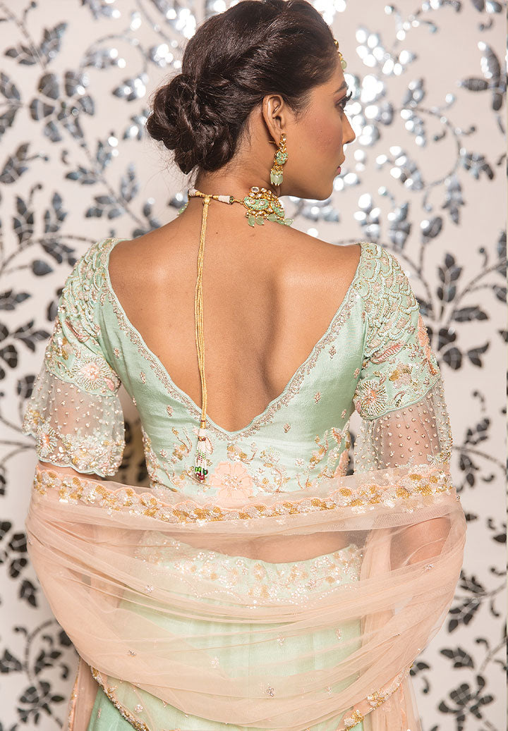 Pistachio Green Patchwork Lehenga