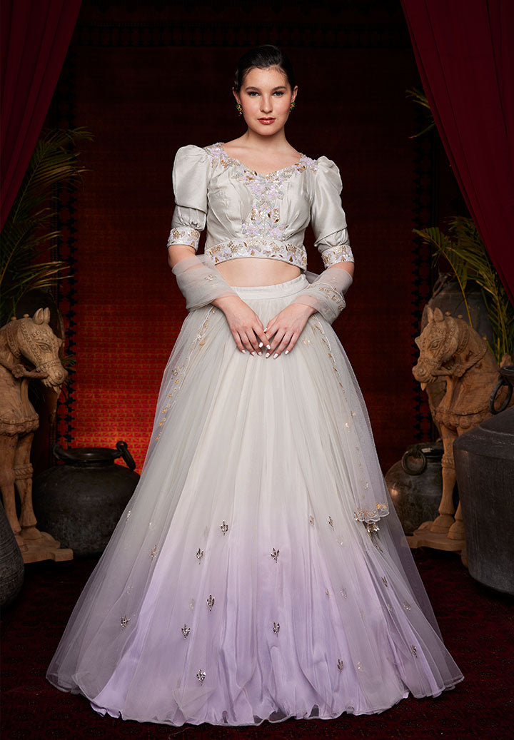 Lilac Ombre Gatherered Lehenga