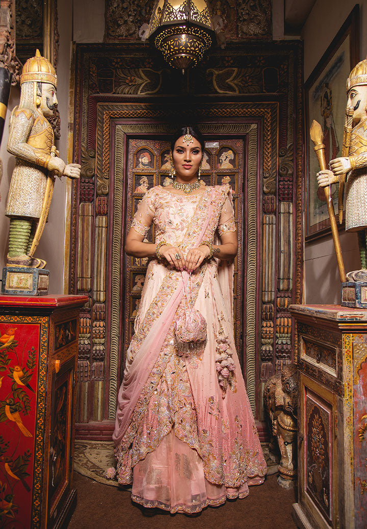 Blush Pink Ombre Heavy Lehenga Set