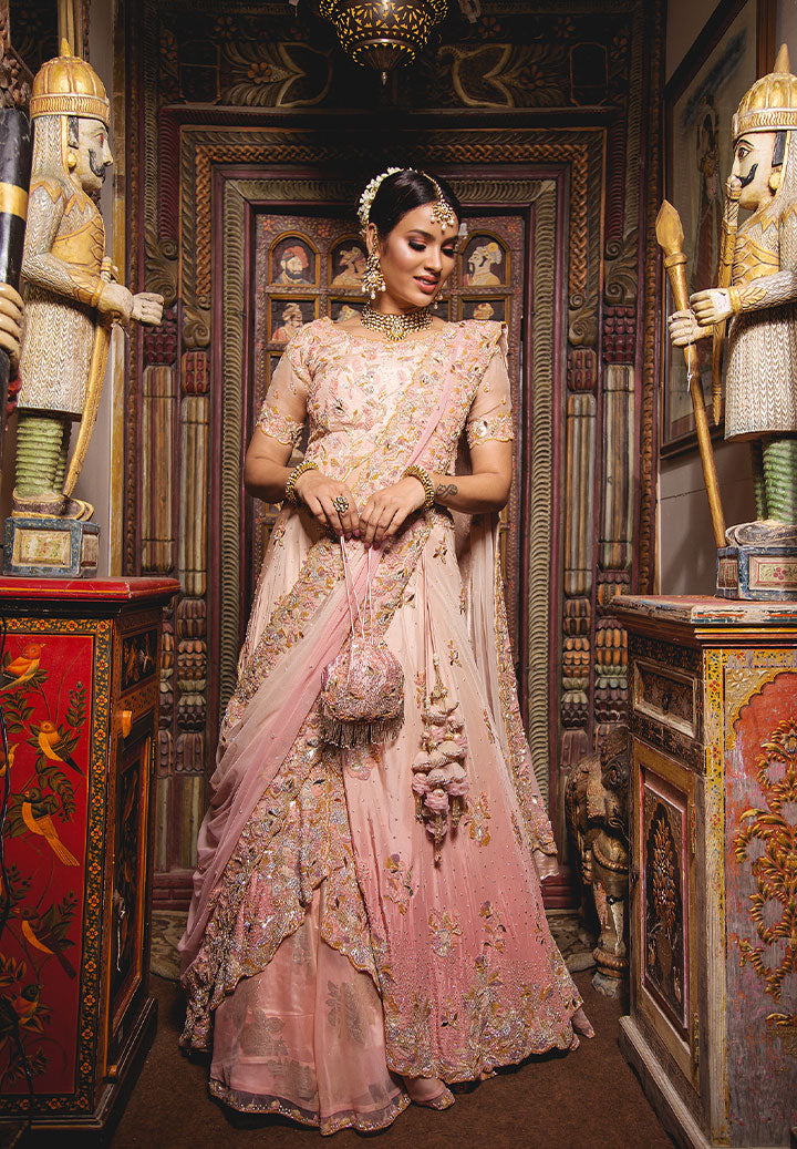 Blush Pink Ombre Heavy Lehenga Set