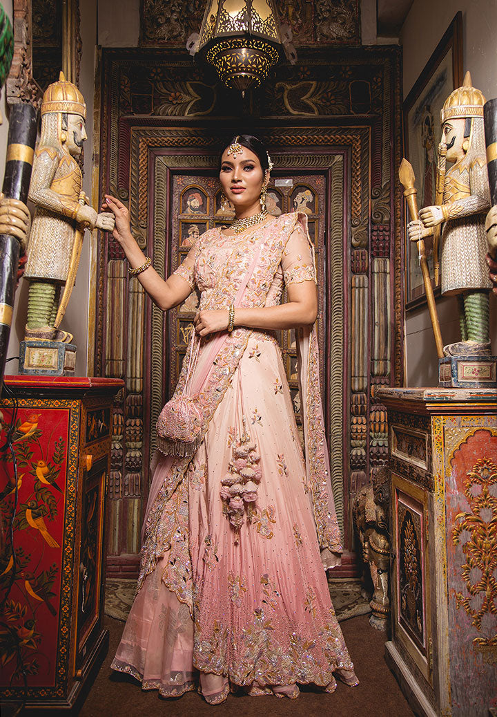 Blush Pink Ombre Heavy Lehenga Set