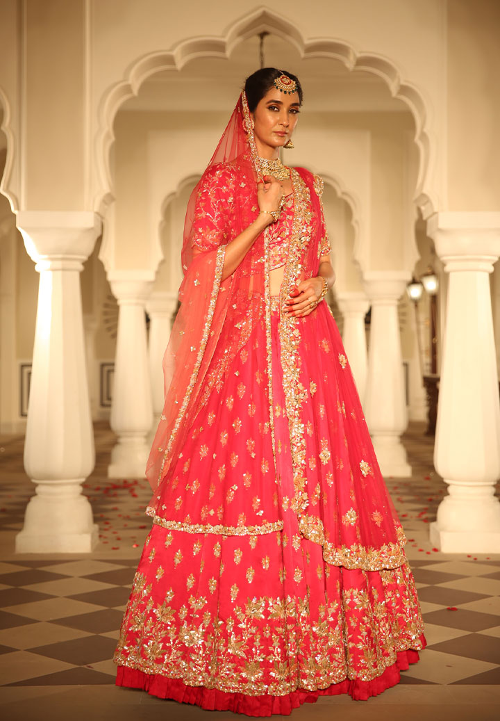 Red Heavy Bridal Lehenga