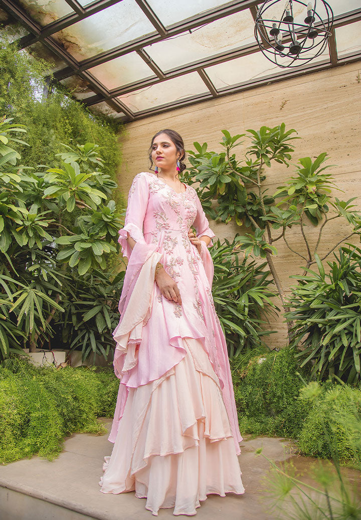 Pink Layered Skirt Outfit