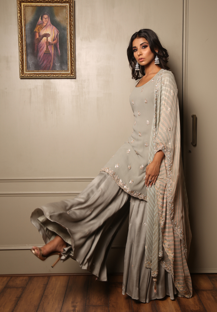 Cloudy Grey Straight Suit Set