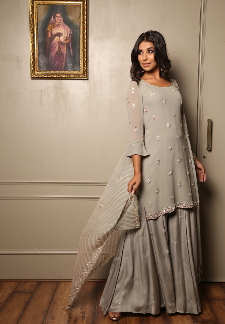Cloudy Grey Straight Suit Set