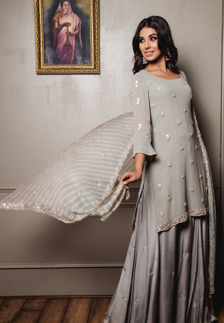 Cloudy Grey Straight Suit Set