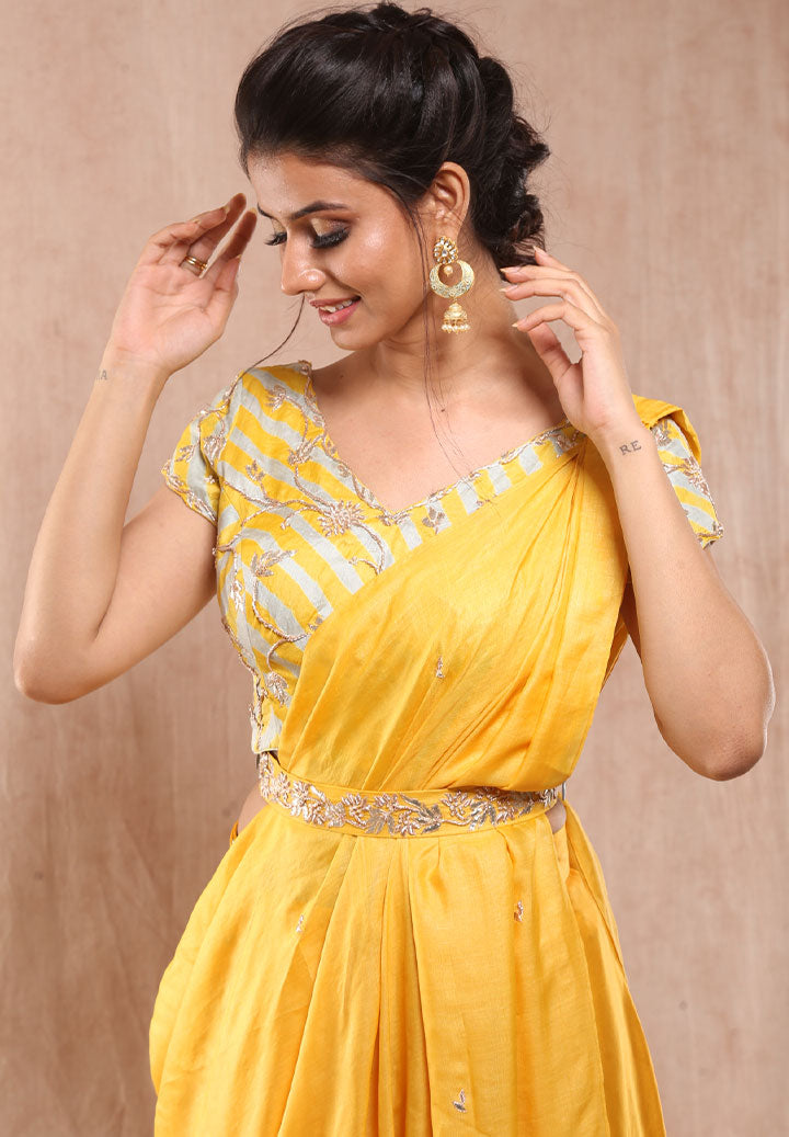 Sunflower Tussar Drape Saree